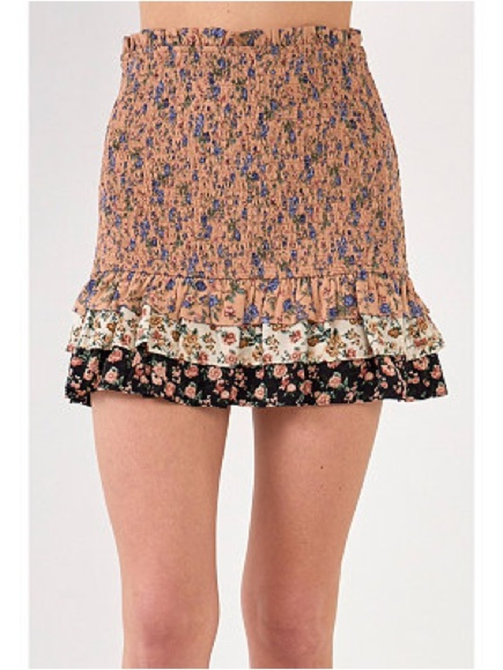 Free the Roses Floral Multi Color Mini Skirt